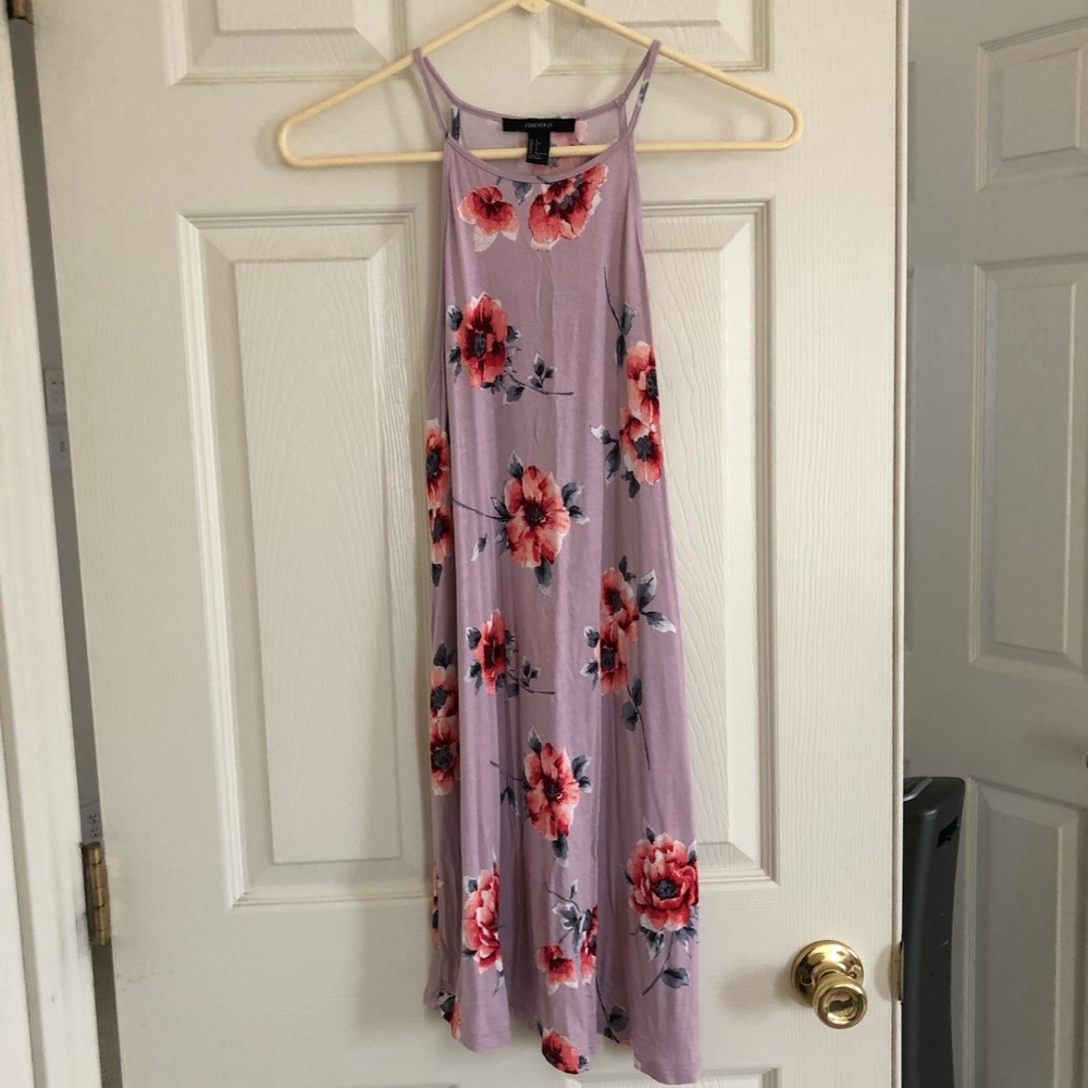 lilac floral halter dress